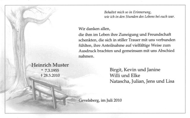 Trauerbriefe und Zeitungsanzeigen - Bestattungen ...